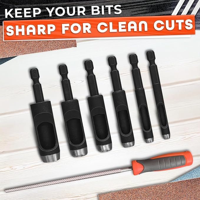 Leather Hole Punch Set - 6 Pcs Drill Bits Set 3/16" 1/4" 5/16" 3/8" 7/16" 1/2" - High-Precision Leather Punch Tool for Belts, Fabric and Crafts - Durable Carbon Steel Tools for Hobby & DIY Use