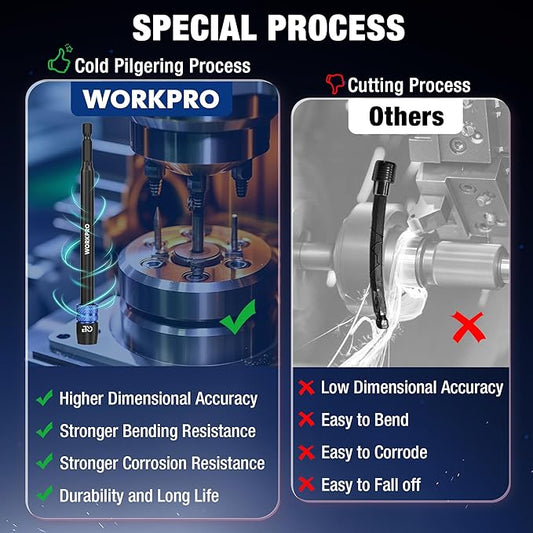 WORKPRO Drill Bit Extension, 6" Drill Screwdriver Bit Holder for Impact Driver Bits, 1/4 Inch Hex Shank Quick Release Extension Adapter, Ideal for Nuts, Drills and Socket Driver Adapters