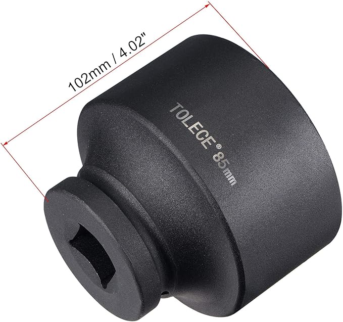 uxcell 1-Inch Drive 85mm 12-Point Impact Socket, CR-MO Steel 102mm Length, Standard Metric Sizes