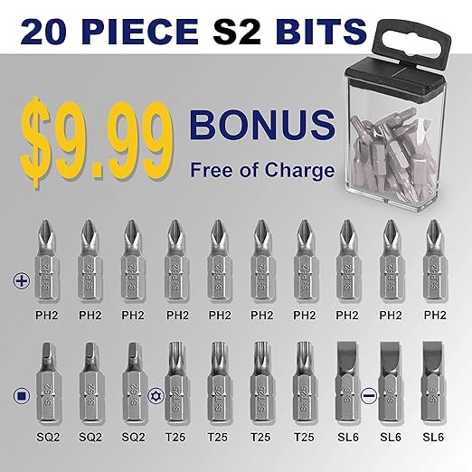 276pc Titanium Twist Drill Bit Set with S2 Bits 135째 Tip High Speed Steel, Size from 1/16" up to 1/2", Ideal in Wood Cast Iron Aluminum Alloy Plastic Fiberglass, Clear Lid Case