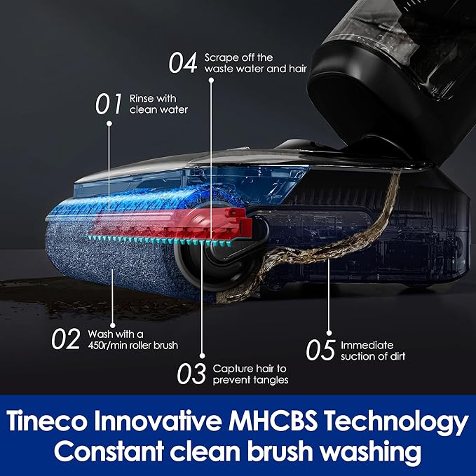 Tineco Floor ONE S7 Stretch Ultra Cordless Wet Dry Vacuum Cleaner, 180째Lay-Flat Anti-Tangle Design, 50 Minutes Runtime, 185??Flashdry Self-Cleaning, Dual-Sided Edge Cleaning Floor Cleaner