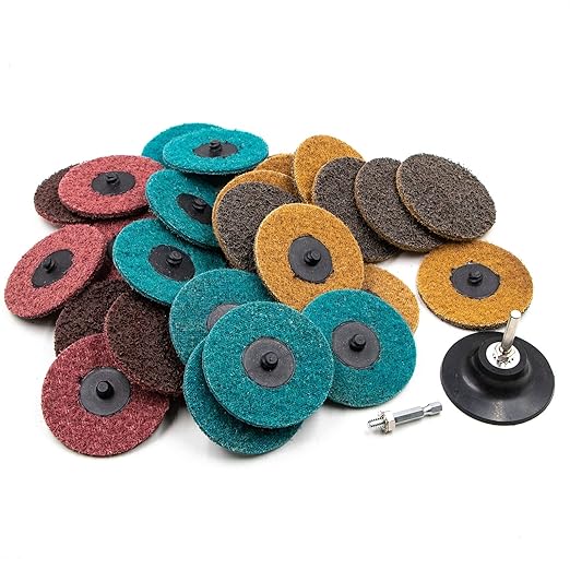 31Pcs 3" Surface Conditioning Disc, Quick Change Sanding Discs with 1/4" Shank Holder for Die Grinder Prep Strip Grind Polish Finish Burr Rust Paint Removal