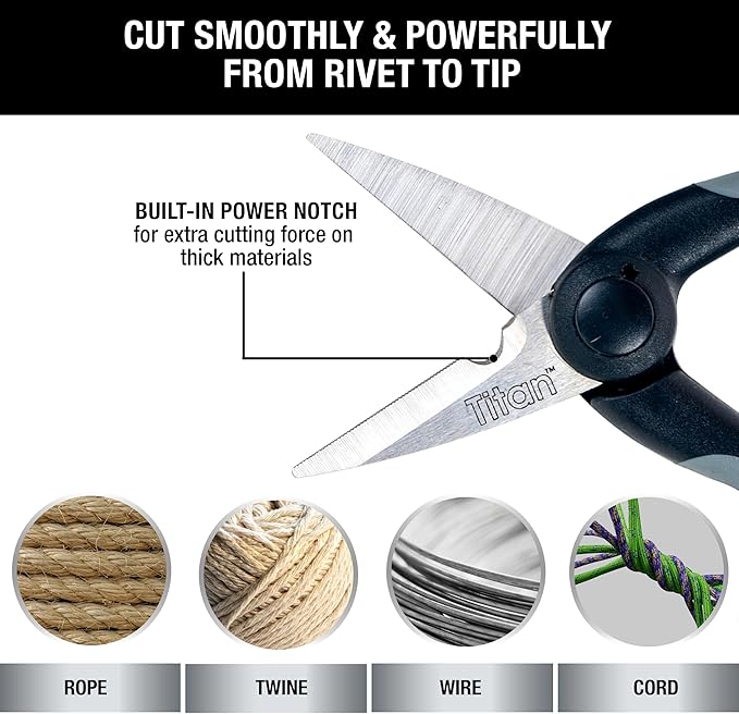 Titan Heavy Duty Scissors Set of 3 Commercial Grade Stainless Steel Shears for Office Crafting Sewing and Home Use All Purpose Scissors with Comfortable Grip for Everyday Cutting 8 and 5.5