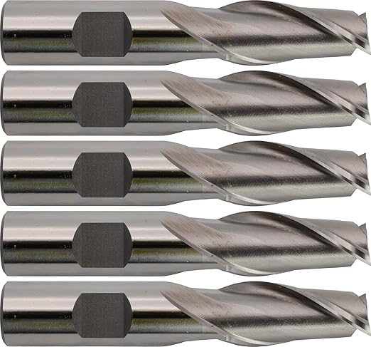 CME 5 pcs M42 Cobalt End Mills, Square Nose, Bright (Uncoated) Finish, 5/8" Mill Diameter, 1 5/16" Length of Cut, 3 1/2" Overall Length, 2 Flute, Center Cutting