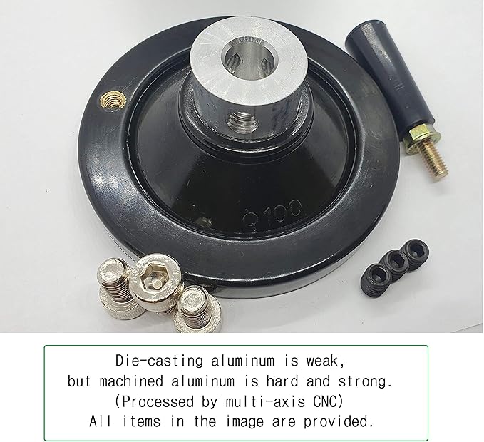 The Ultimate Handwheel | 0.5" or Less Shaft - Out Dia 4" | 2-Type Set Screw and Revolving Knob Handle Included Can be Used Immediately Without Any Pre-Processing Before Use. [Made in Korea]