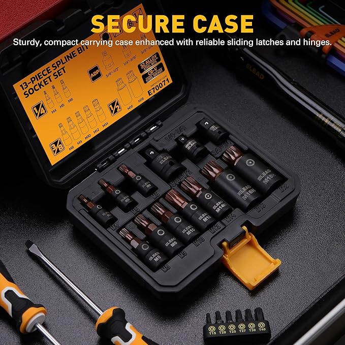 13-Piece XZN Triple Square Spline Bit Impact Socket Set - Premium S2 Steel European Style M4 - M18 with Socket Adapters, 1/4?? 3/8??and 1/2??Drive | Professional Mechanic Garage Tools