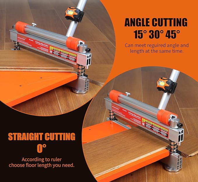 Laminate/Vinyl Floor Cutter, 13” Vinyl Plank Cutter with Wheels – Easy Angle & Length Cutting, Flooring Tools - Cuts Laminate Floor, Engineered Wood, LVP, LVT, VCT, SPC, WPC, HSS Blade/LED Light