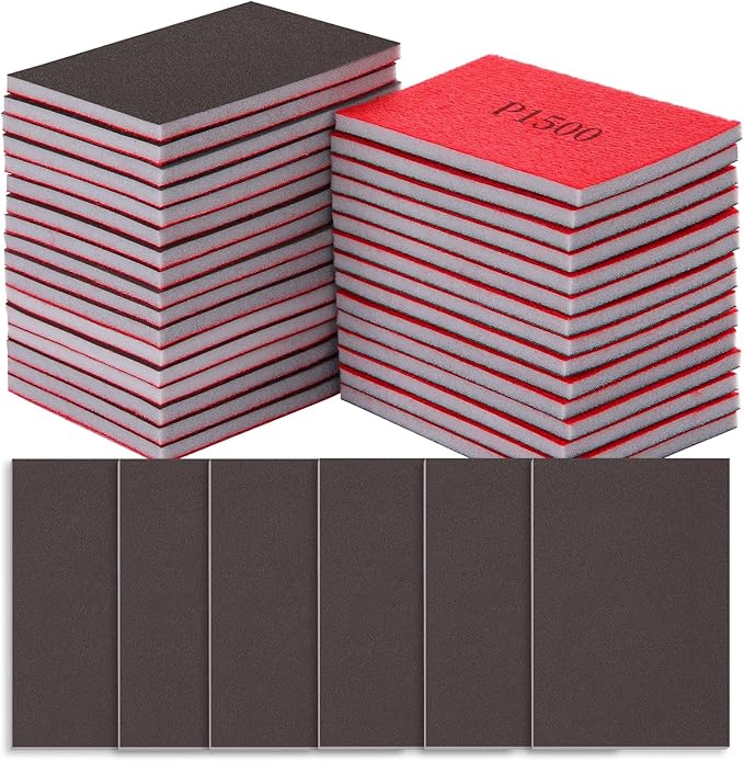 1500 Grit Sanding Sponge Set, Sanding Sponges for Wood, Wet Dry Ultra Fine Sandings Pad for Automobile Wood Furniture Metal Drywall Polishing