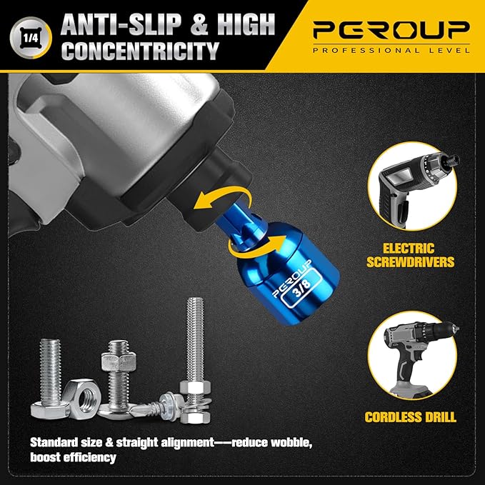 18 PCS Impact Magnetic Nut Driver Set, Metric & SAE Impact Driver Bit Set, 1/4 Inch Hex Shank Drill Socket Set, Nut Driver Set For Impact Drill