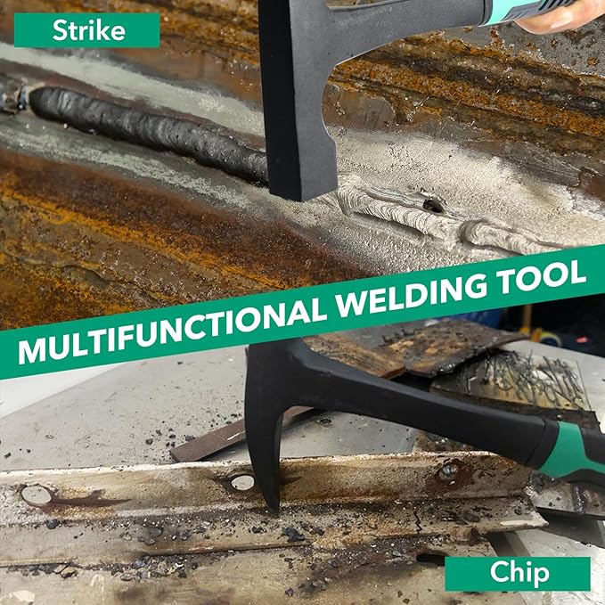 Chipping Hammer, 22oz Welding Chipping Hammer with 2Pcs Steel Wire Brush, Sheet Metal Hammers Slag Removal Tool for Welders Metal Cleaning Workshop & DIY Projects