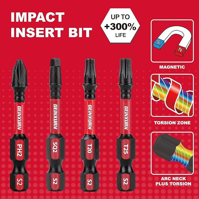 Impact Tough Phillips Square Torx 2 in. Insert Driver Bits, 35Pack Bulk T20/T25/PH2/SQ2 Screwdriver Power Bits Set