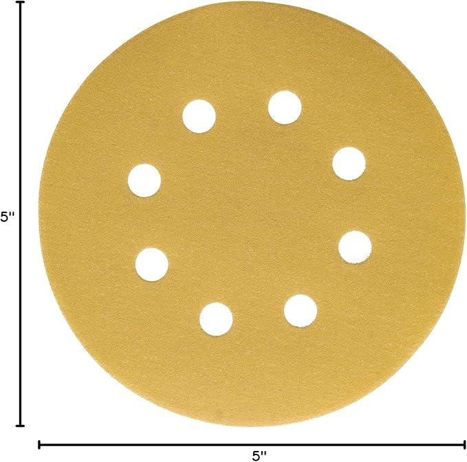 Dura-Gold Premium 240 Grit 5" Sandpaper Discs, 8 Hole Pattern Dustless, 50 Discs - Hook & Loop Backing for Orbital DA Sander, Detailing Finishing Color Sanding Automotive Paint Woodworking