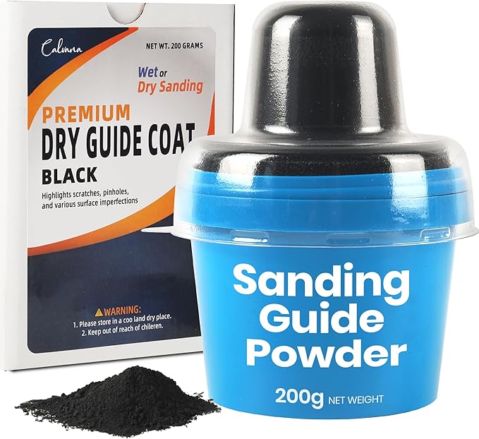 7 oz Black Dry Guide Coat Powder for Auto Body Sanding, Highlights Scratches, Pinholes & Low Spots, Moisture-Resistant Cap, Wet & Dry Sanding Compatible