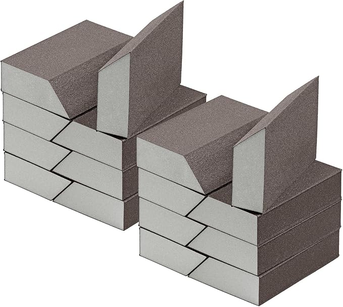 240 Grit Angled Sanding Blocks, Jamiikury Sponge Sand Block Washable and Reusable, Wet & Dry Sandpaper Block for Wood Metal Drywall and Furniture Paint - Pack of 16