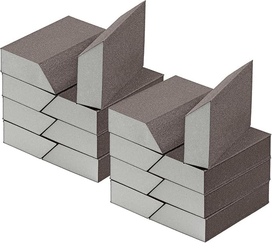 240 Grit Angled Sanding Blocks, Jamiikury Sponge Sand Block Washable and Reusable, Wet & Dry Sandpaper Block for Wood Metal Drywall and Furniture Paint - Pack of 16