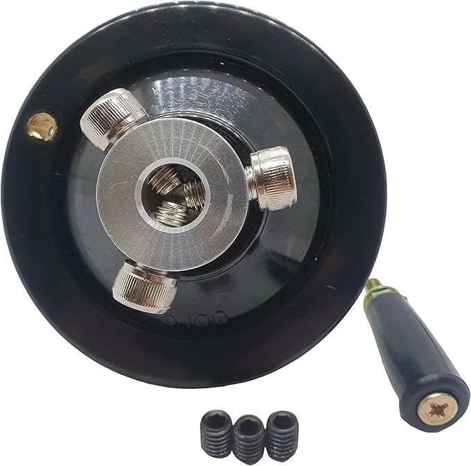 The Ultimate Handwheel | 0.5" or Less Shaft - Out Dia 4" | 2-Type Set Screw and Revolving Knob Handle Included Can be Used Immediately Without Any Pre-Processing Before Use. [Made in Korea]