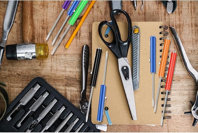24 Pieces Pocket Screwdriver Mini Tops And magnetic pocket screwdriver with A Single Blade Head for Mechanical, Electrician (Colorful)