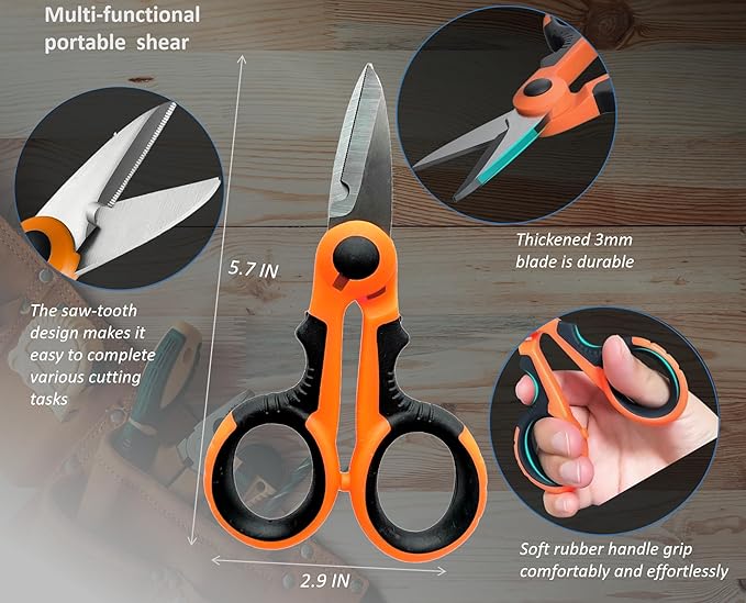 Multipurpose Heavy Duty Scissors All Purpose Utility Industrial Scissors Cutter with Utility Scissor pouch,Electricians Shears- Perfect for plastic, Fibre, Wood, Iron Wire, Soft Pipe