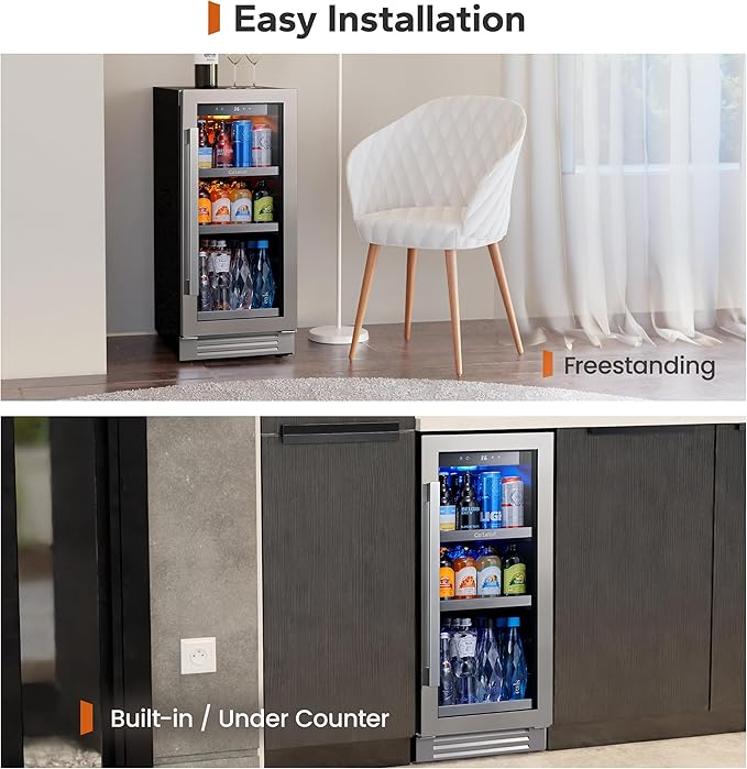 Ca'Lefort Beverage Refrigerator Cooler - 30 Inch 34-54째F Beverage Fridge Glass Door, Drink Fridge Glass Door 3 LED Beverage Cooler Built-in or Freestanding, Perfect for Home/Kitchen(6.0 Cu.ft)