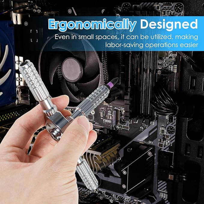 40 in 1 Magnetic Ratchet Screwdriver Set竊?Multi Bit Magnetic Ratcheting Screwdriver with Ergonomic Handle for Furniture竊똓epair Tool Kit for Computer Bicycle Furniture DIY(Silver black)