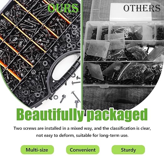 mxuteuk 1170PCS #8#10 Self Tapping Screws for Metal,410 Stainless Steel Self Drilling Screws,Truss Head & Hex Head 1/2" to1-1/4'' Self Tapping Screw for Plastic(800pcs Screw+370pcs Washer)