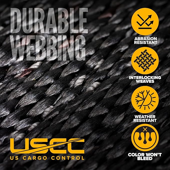 US Cargo Control Wire Hook Ratchet Straps 2 Inch x 30 Foot (2-Pack), 10,000 LBS Break Strength, Ratchet Straps Heavy Duty with Double J Hooks, Black Cargo Tie Downs for Flatbed Trailers and Trucks