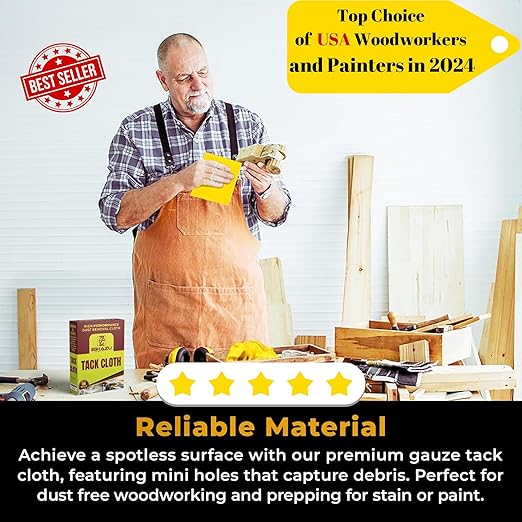 Eshazu Premium Tack Cloth (Pack of 12) ??Professional Grade Dust and Particle Remover for Woodworking and Painting ??Tack Rags for Surface Cleaning ??Silicone & Wax Free, Anti-Static