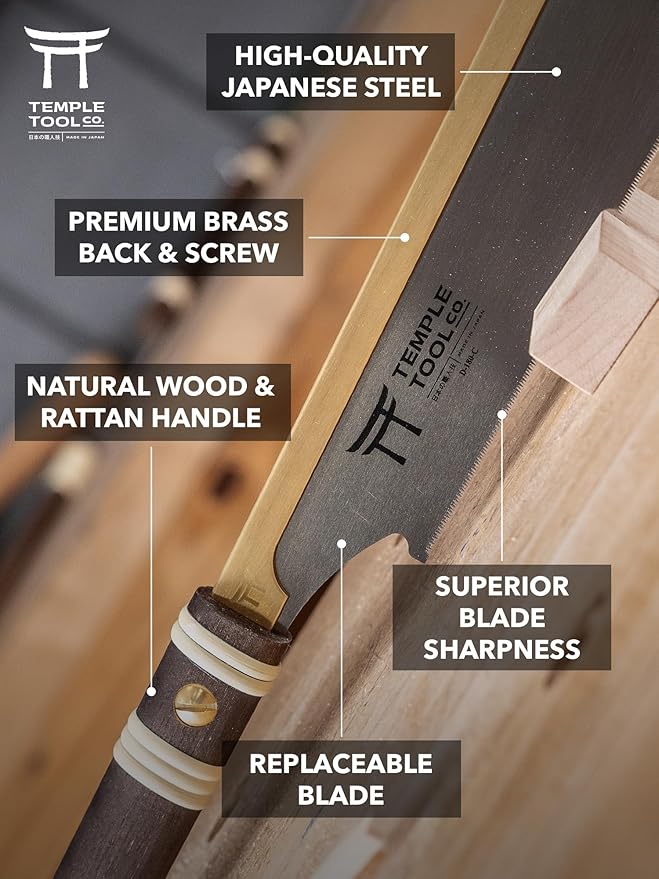 Japanese Pull Saw - Ultra Fine Dozuki 7 for Kumiko 0.2mm blade - Dovetail saw Dozuki Wood Saw - Temple Tool Co.