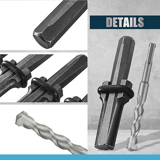 6pcs Rock Splitting Wedges and 1pcs Rotary Hammer Drill Bit, 5/8" Plug Wedges and Feather Shims, Stone Splitter Tools for Concretes, Granites, Boulders, Volcanic Rocks, Limestone Rocks