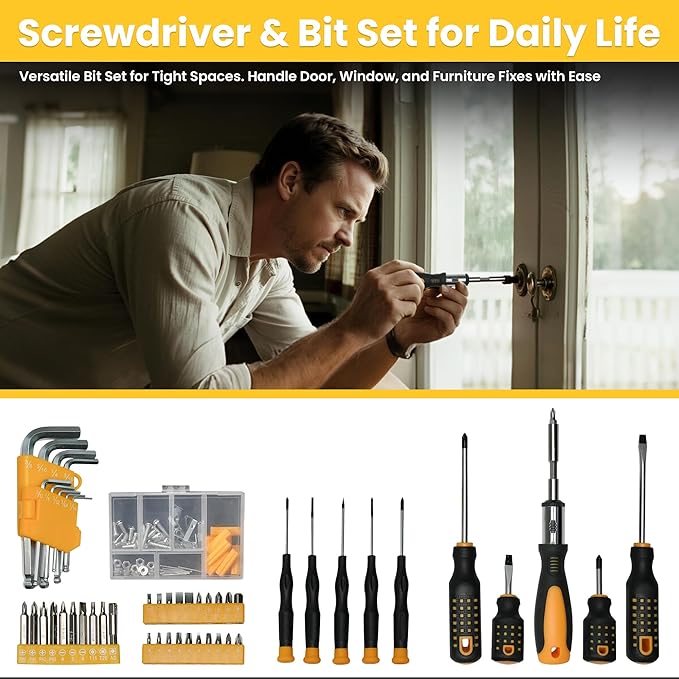 Tool Set with Screwdrivers, Ratchet Wrenches, Socket Wrenches, Hand Saw, Hammer ??General 168-Piece Tool Kit for Home, Car, Dorm, Motorcycle, Plumbing Repairs