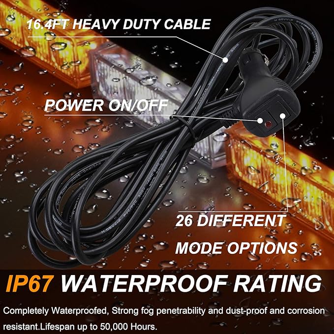 ASPL 36" 32LED Traffic Advisor Light Bar Warning Emergency Strobe Light Bar Directional Flashing Emergency Caution Lighting Led Safety Lights with 16 ft Straight Cord (Amber/White)