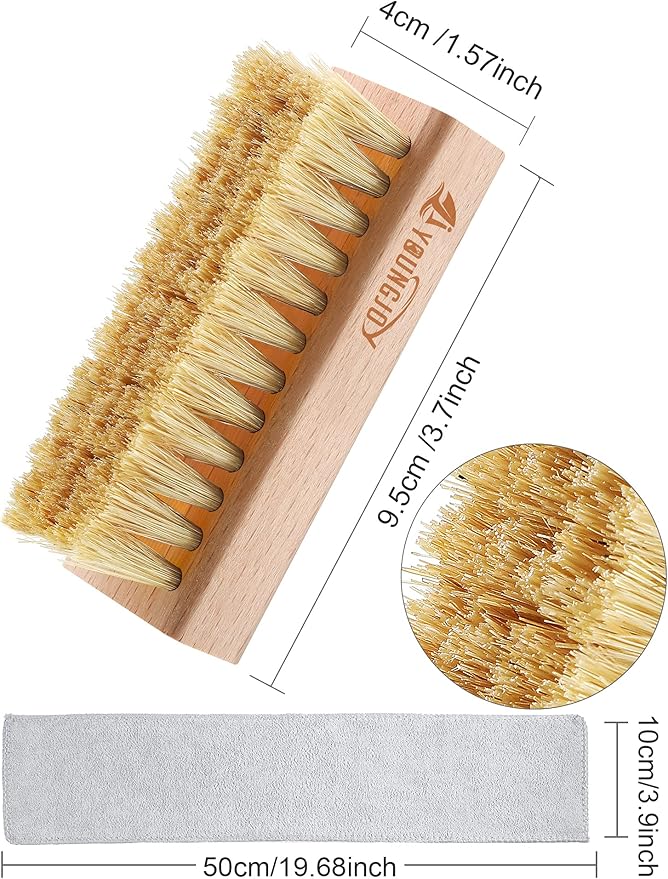 YoungJoy 3 Pieces Dual Sided Sneaker Shoe Cleaner Brush Set Shoes Clean Brush Kit Both Boar and Plastic Bristles with Microfiber Cloth (D)