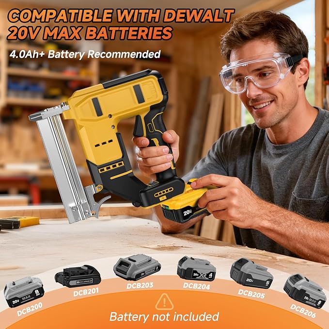 2 in 1 Cordless 18GA Brad Nailer & Stapler, Compatible with Dewalt 20V Max Battery (No Battery), Nail Gun/Staple Gun Battery Powered with 1200 Nails/Staples for DIY, Woodworking