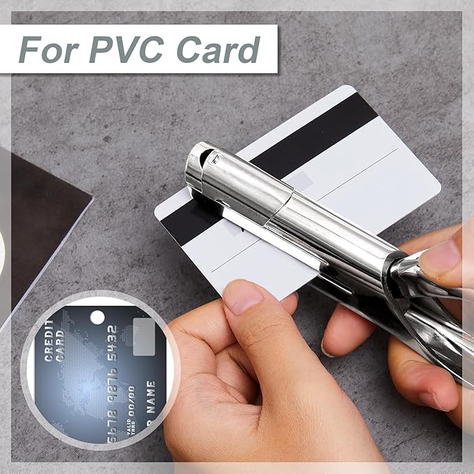 Chumia 2 Pcs Heavy Duty Hole Punch 2" Long Reach 1/8 Inch Paper Single One Hole Puncher Deep Throat Reduced Effort Hand Held Alloy Punch for ID PVC Cards 5 Inch Tall 25 Sheet Capacity