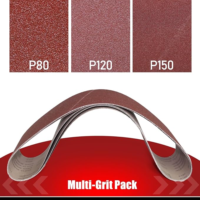 6 x 48 Inch Belt Sander Sanding Belt, 12 Pack Belt Sander Paper 80/120/150 Grits Assortment Aluminum Oxide Sanding Belts for Belt Sander Knife Sharpening Wood Metal Polishing