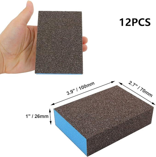 12Pcs Coarse Sanding Sponge 36 Grit, Wet Dry Sanding Block Sanding Sponge Metal Sandpaper Blocks for Drywall Wood Plastic Metal Furniture