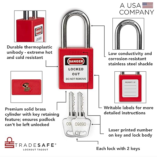 TRADESAFE Lockout Tagout Locks Station - Loto Station for Lockout Locks, Safety Padlock Rack with 20 Lock Out Tag Out Padlocks Keyed Different, 2 Keys Per Loto Lock