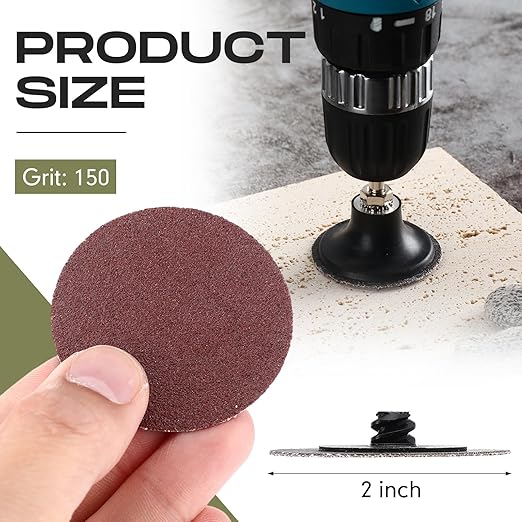 Newwiee 150 Pieces 2 Inch Sanding Discs 150 Grit Roll Lock Discs Die Grinder Sanding Disc for Surface Prep Strip Grind Polish Finish Burr Rust Paint Removal Red