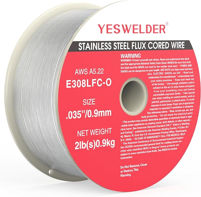YESWELDER Stainless Steel Flux Cored MIG Welding Wire, E308LFC-O .035-Diameter, 2-Pound, Strong ABS Plastic Spool Welding Wire