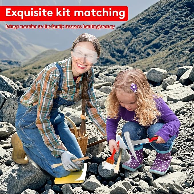 12 PCS Geology Rock Hammer Kit, 24oz Rock Pick Hammer, 3PCS Digging Chisels, Canvas Shoulder Bag, 3PCS Brushes,2-in-1 Whistle, Loupe, Gloves, Safety Goggles, Rock Hounding Tools