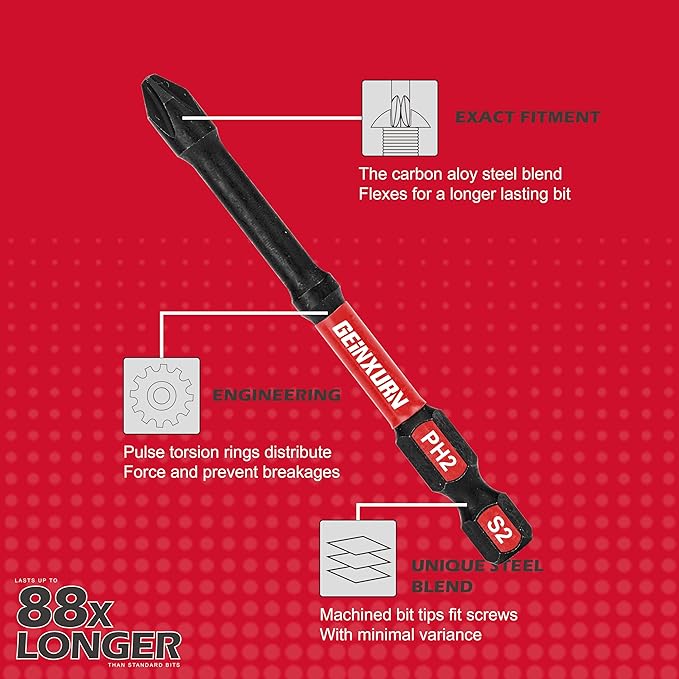 Impact Tough #2 Phillips 3 in. D2 Steel Long Extension Insert Driver Bits,30Pack 1/4 Inch Hex Shank Long Cross Magnetic PH2 Screwdriver Bits Set