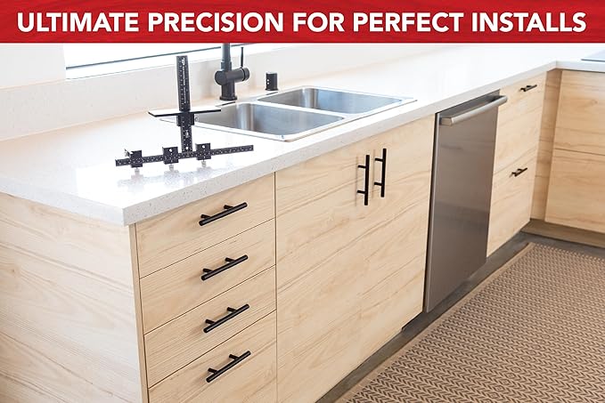 True Position Tools PRO Cabinet Hardware Jig - Install Drawer Front Handles and Knobs Faster - Made in USA - Hand Calibrated