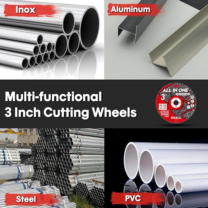SHALL 25-Pack Cut Off Wheels 3??x 3/8??x 3/64??- Ultra Thin Cutting Wheel with Pouch for Angle Grinder & Cut-Off Tools - Fast Cutting Disc for INOX, Steel, Iron, Non-Ferrous Metal & PVC