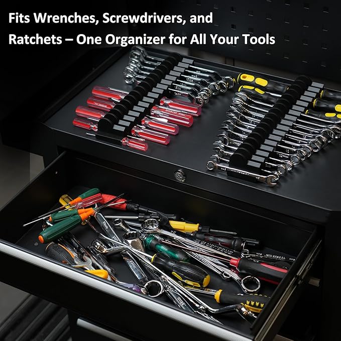 48pcs Magnetic Modular Screwdriver Organizer and Wrench Organizer for Tool Drawer and tool box. Modular & Expandable Screwdriver Holder with magnet, gift for brother and father.