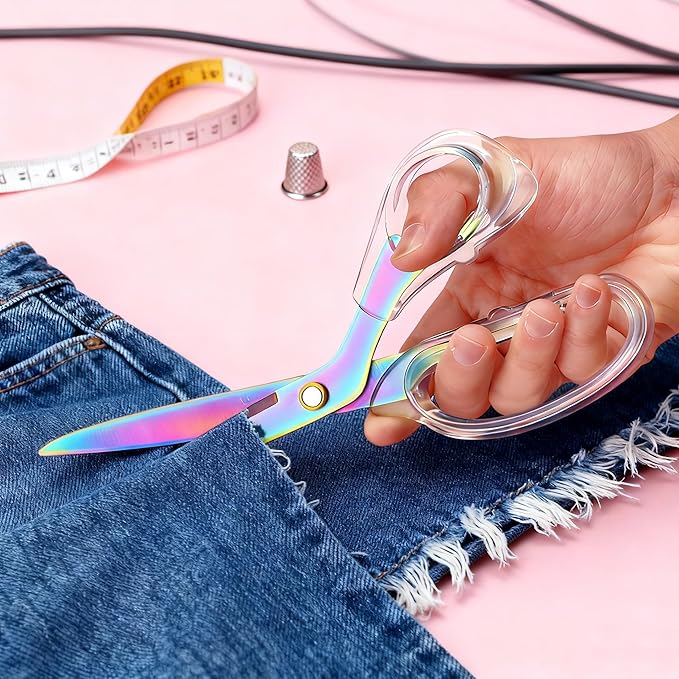 scissors all purpose, Titanium Coated Blades and Ergonomic Clear Handle, Clear Scissors For Office Desk, Modern Design for Craft, Sewing, fabric,Office/Color