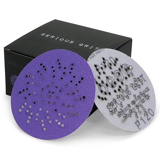 Serious Grit - 3.5-Inch (90mm) 120 Grit Sanding Discs - Advanced Ceramic Grain - Universal Multi-Hole Design Fits Festool RO 90 & Other 3.5 in RO Sanders - Heavy-Duty Hook & Loop Film Discs - 50 Pack