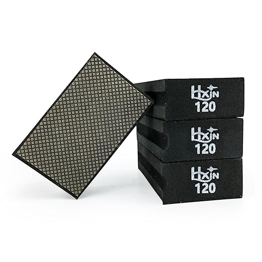 Diamond Hand Polishing Pad Diamond Sanding Block Foam Backed Diamond Sponge Sanding Pads for Wet or Dry Grinding polishing for Granite Marble Stone Tile Glass Ceramic (4, 120# Square)