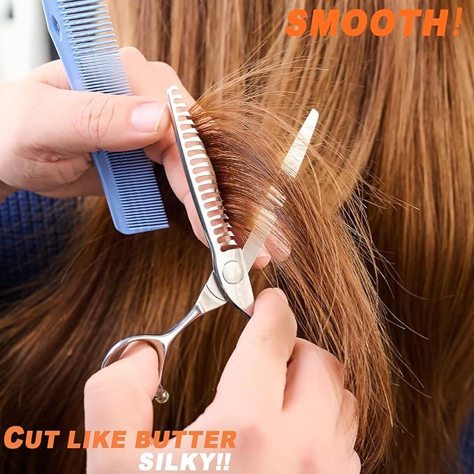 High-end Professional Hair Cut Thinning Scissors Hair Cutting Teeth Shears Barber Hairdressing Texturizing Scissor Extremely Very Sharp 6.1 Inch Dynamic Stainless Steel Alloy For Salon& Home