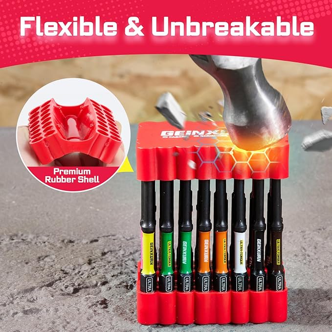 Impact Screwdriver Bits Set, 33 Pieces 3?쒶ulti Head Magnetic S2 Steel Driver Bits PH/SQ/Torx/Pozi With Red Soft Base