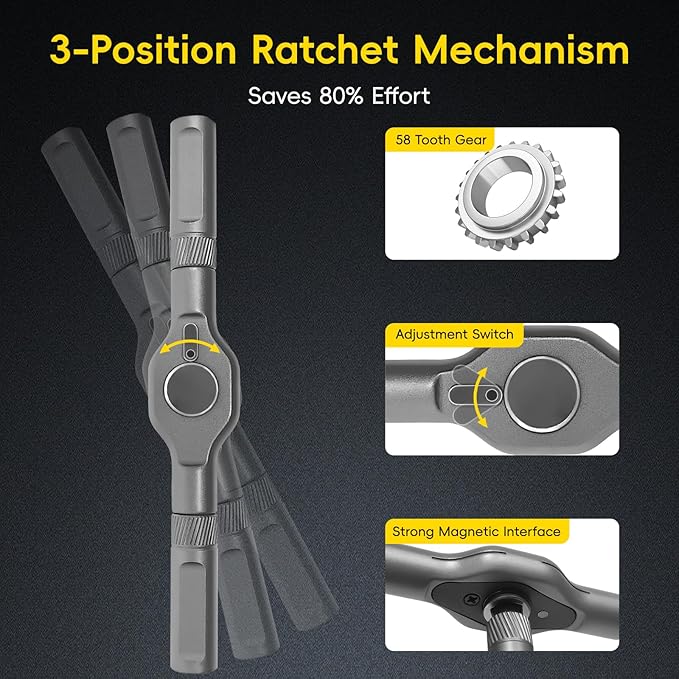 42 in 1 Magnetic Screwdriver Set, DIY Ratchet Screwdriver Set with Detachable Handle&Multi-Bit Magnetic Drive, Portable Repair Tool Kit for Home, Bicycle, Furniture